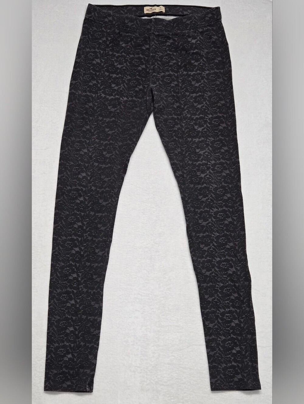 Hollister S Black Grey Leggings Floral Lace Pattern
